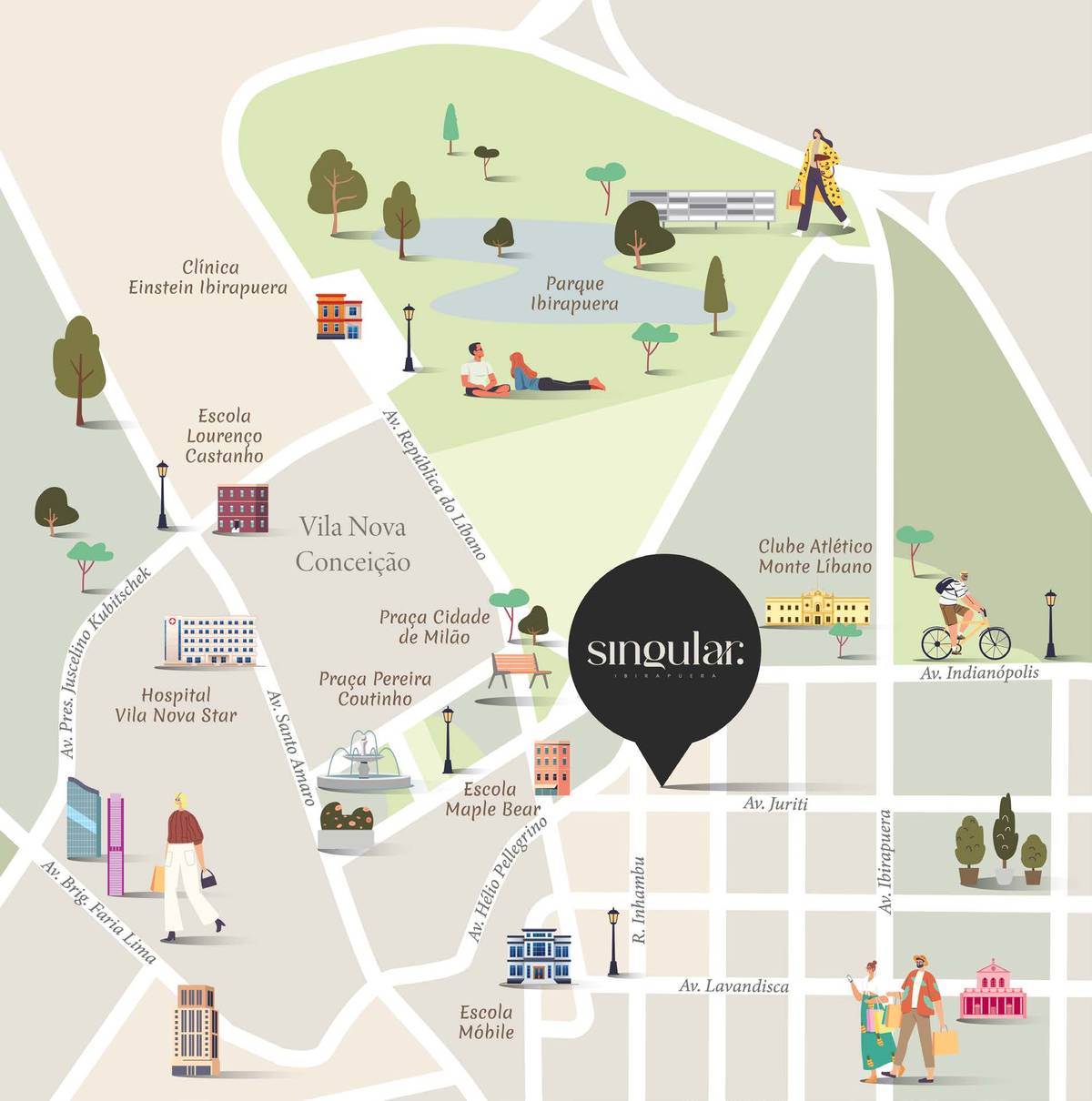 Mapa ilustrado da região — Singular Ibirapuera